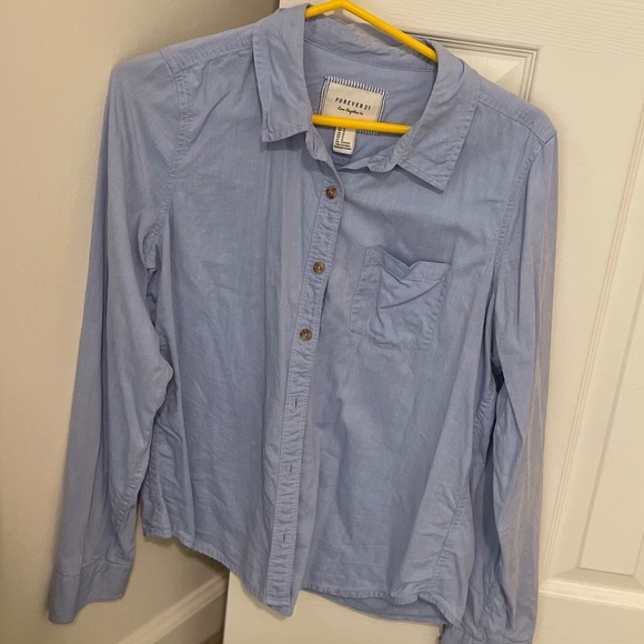 Forever 21 Blue Button Down With Pocket - Size Medium - Picture 1 of 3